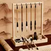 Suporte de Pincel de Caligrafia em Madeira Maciça Cabide de Pincéis Suporte Estilo Chinês Pendurado Retro Descanso para Pincel de Caligrafia Cabide Quatro Tesouros do Estudo Feltro