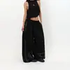 Calça Esportiva Casual Longa Solta com Strass Estilo Jazz Retro Americano para Homens e Mulheres, Calça Longa Solta e Fluida para Dança