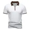 2026 Verano Nuevo Hombre Cremallera Bloque de Color Solapa Manga Corta Camisa POLO Talla Grande Moda Casual Ropa Deportiva Hombre