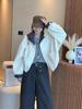 Chaqueta Corta de Algodón Fina con Capucha y Bloques de Color Estilo Europeo para Mujer 2025 Otoño Nueva Suelta Casual Top de Algodón