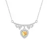 Collar de Plata de Ley S925 para Mujer con Colgante de Corazón de Peridoto Natural, Amatista, Citrino, Cadena de Clavícula de Lujo Ligero de Gama Alta