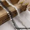 Malla Negra y Blanca de Puntos Bordado a Mano Perlas Diamante Encaje de un Solo Lado Accesorios para Bordes de Ropa Puños Accesorios