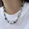 Collar de perlas redondas Tahidi Zhenduo Ma Shijia con luz fuerte para mujer, cadena de suéter de moda nueva para otoño e invierno