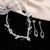 Nuevo Estilo Ins Transfronterizo Lujo Accesible Cadena de Garra de Cristal Super Brillante Collar Pulsera de Celebración de Banquete para Mujer Set Completo de Joyería de Diamantes