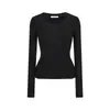 Camiseta interior de forro polar gruesa de una pieza, suéter de punto ajustado de manga larga con cuello redondo, top casual adelgazante para mujer