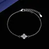 Pulseira Banhada a Prata S925 Estilo Tiktok para Mulheres, Brincos de Trevo com Zircônia Microincrustada de Um Quilate, Joias Estilo Floresta