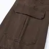 Yidao Vintage 2026 Primavera Nuevo Retro Americano Bolsillo Grande Holgado Casual Versátil Pierna Ancha Largo Hasta el Suelo Pantalones Cargo