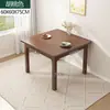 Mesa Cuadrada con Patas de Madera Maciza Mesa de Ajedrez y Cartas Mesa de Mahjong Frotada a Mano Mesa para Jugar Cartas Color Nogal Mesa para Romper Huevos Mesa de Comedor para Uso en el Hogar
