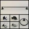 Comercio Exterior Transfronterizo Aleación de Zinc Negro Acero Inoxidable Juego de Accesorios para Baño Juego de Toallero Barra para Toallas Juego de Seis Piezas