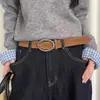 Cinto Largo de Couro Genuíno para Mulheres, Estilo Ins Nicho Retrô, Sensação de Alto Padrão, Adequado para Jeans, Afinar a Cintura, Emagrecimento, Cinto de Compras
