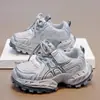 Zapatos gruesos tipo "Dad Shoes" con cordones para niños, Zapatos de running antideslizantes de otoño para niñas, Zapatos de malla gruesa modernos y versátiles para niños mayores