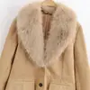 Fabricantes Mayoristas de Ropa para Mujer Transfronterizos Moda Popular Estilo Francés Retro Blazer de Ante con Cuello de Piel Desmontable