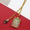 Colar Estilo Étnico Zakiram com Pingente Thangka Pequeno 2*3 de Aço Titânio com Contas Dzi de Xizang Pintado à Mão com Ouro Vida Passada e Vida Presente