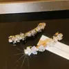 Pinza para el pelo vintage de cristal estilo francés, pinza lateral para flequillo para mujer, accesorio para el pelo de resorte elegante y sofisticado