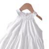 Vestido de Alcinha para Meninas Verão 2025 Novo Infantil Branco Puro Bordado em Renda Alça Vestido Princesa Comércio Exterior Atacado