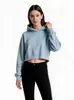 Moletom com capuz feminino curto estilo europeu e americano 350g, jaqueta com capuz outonal de corte solto que emagrece com texto estampado