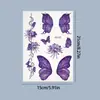 Nuevas Pegatinas de Tatuaje de Mariposa Morada y Loto Impermeables de Larga Duración Estilo Ins Decoración Facial Pegatinas Desechables Venta al por Mayor en Stock