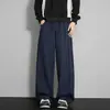 Calça de moletom cinza inclinada de alta resistência com perna reta e caimento solto, estilo americano moderno, para homens e mulheres, calça esportiva casual de perna larga solta para o outono