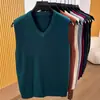 Suéter colete transfronteiriço colete masculino gola V solto cor sólida colete camiseta estilo coreano malha tamanho plus top masculino
