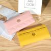 Billetera Larga Plegable de PU para Mujer 2021 Bolso de Mano Coreano Hebilla Bordada con Diamantes Billetera Multitarjetas