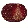 Los manteles individuales navideños más vendidos de Temu, manteles redondos decorados con muñecos de nieve navideños, tapetes de mesa de vinilo impresos no impermeables