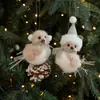 Adorno de Pájaro Pequeño de Felpa Gris Rama Pino Artificial Cono de Pino Tela Árbol de Navidad Adorno de Gorrión Sombrero Exhibición de Ventana