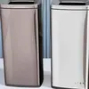 Cubo de basura de acero inoxidable para baño con apertura directa sin tapa, tapa abatible lateral, cubo de basura cuadrado comercial para entrada de ascensor