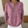 Sudadera con Botones y Cuello en V de Nuevo Estilo Transfronteriza de Manga Larga Otoño e Invierno con Estampado Moda Personalizada Chaqueta Suéter Casual para Mujer