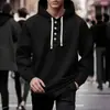 Sudadera de moda casual para hombre de algodón estilo chino para primavera y otoño, comercio exterior transfronterizo, con decoración de botones en el cuello, con capucha, estilo europeo y americano
