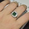 Anillo de Gema Topacio Azul Suizo Chapado en Plata Esterlina s925 Oro Blanco de 18K Regalos en Vivo Cuadrado Princesa Doble Diamante