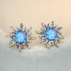 Pendientes de Oropéndola Platino Azul y Blanco Ópalo para Mujer de Amazon Europeo y Americano Transfronterizos Pendientes Versátiles de Temperamento