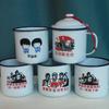 Jarra de Té Grande de Esmalte Estilo Vintage con Frases, Taza Gruesa de Doble Capa, Venta al por Mayor, Logo Personalizable, Tendencia Retro