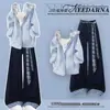 Conjunto informal de dos piezas para niñas: chaqueta con capucha de retazos a cuadros estilo coreano, salada y dulce, delgada, y pantalones anchos holgados.