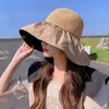 Nuevo sombrero de verano para exteriores, combinable con todo, de pescador, de ala grande, portátil, con lazo, para mujer