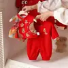 Macacão de Outono e Inverno para Bebê, Roupa para Banquete de Um Mês do Bebê, Roupão Festivo Vermelho Estilo Chinês, Vestido de Ano Novo, Roupa para Engatinhar