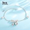 Pulsera de plata esterlina s925 con lazo y orquídea, pulsera femenina, estilo de lujo ligero, nicho de flor pequeña, pulsera de alto sentido, novias