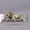Enfeites Sólidos de Leão em Latão, Casa de Cidade de Leão, Enfeites de Feng Shui, Animal de Estimação de Chá para Desktop, Mesa de Centro, Peças de Cabo para Peso de Papel, Artesanato