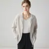 Nuevo Otoño/Invierno 35% Cachemir Punto de Panal con Capucha Doble Cremallera Color Sólido Versátil Casual Commute Cárdigan de Punto de Manga Larga