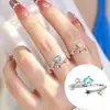Anillo de Zircón Piedra Lunar para Mujer, Anillo de Cola de Estudiante Asequible, Anillo de Dedo Índice de Vidrio Colorido de Alta Gama, Anillo Liso Fino