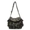 2025 Nuevo Bolso de Hombro de Lona Lavada Vintage Estilo Japonés, Bolso Tote Camuflado Simple y Versátil