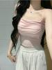 Camisola Plisada con Hermoso Diseño en la Espalda, Bralette Acolchado, Prenda Base Ajustada, Top Tubo Realzador de Busto, Ropa Interior sin Espalda