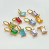 Chihang Jewelry Colgante Cuadrado Geométrico de Acero Inoxidable con Circonita Chapado en Oro Accesorios de Colgante Piedra de Nacimiento de Diciembre