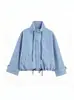 Ins Ropa de Mujer Estilo Europeo Transfronteriza Venta al por Mayor Otoño Nueva Moda Casual Holgada Cremallera Cuadros Cuello Alto Chaqueta Abrigo