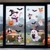Decorações de Halloween: teia de aranha, adesivos eletrostáticos de fantasma, arranjo de cena para vitrine de shopping, abóbora, morcego, adesivos de vidro