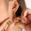Arete de Aro Francés Retro Transfronterizo de Circonita de Lujo Ligero Anillo de Diseño Nicho Oro de 18K Acero Inoxidable Moda Aretes Altos