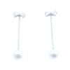 Aretes Coreanos de Aguja de Plata S925 para Mujer Aretes Largos de Borla de Joyería de Perlas con Lazo de Zirconia Cúbica Completa Shambhala