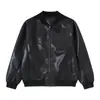 Chaqueta de cuero para hombre, estilo punk, streetwear de moda, colección otoño/invierno, corte holgado y casual, chaqueta tipo béisbol de cuero PU, cremallera de doble sentido