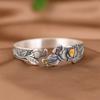 Pulsera de plata con pie de rey ciervo dorado, estilo vintage, hecha a mano, con relieve dorado, flor artesanal, ancha y gruesa, abierta en plata 999.
