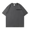 240g Névoa Pesada Essenciais Multilinha Fileira Dupla Flocagem Solta Manga Curta 25 Verão Tendência Camiseta de Casal Masculina e Feminina