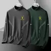 Camiseta interior térmica de manga larga para hombre, color liso, forro polar de doble cara cepillado, cuello medio alto, base engrosada, para otoño e invierno